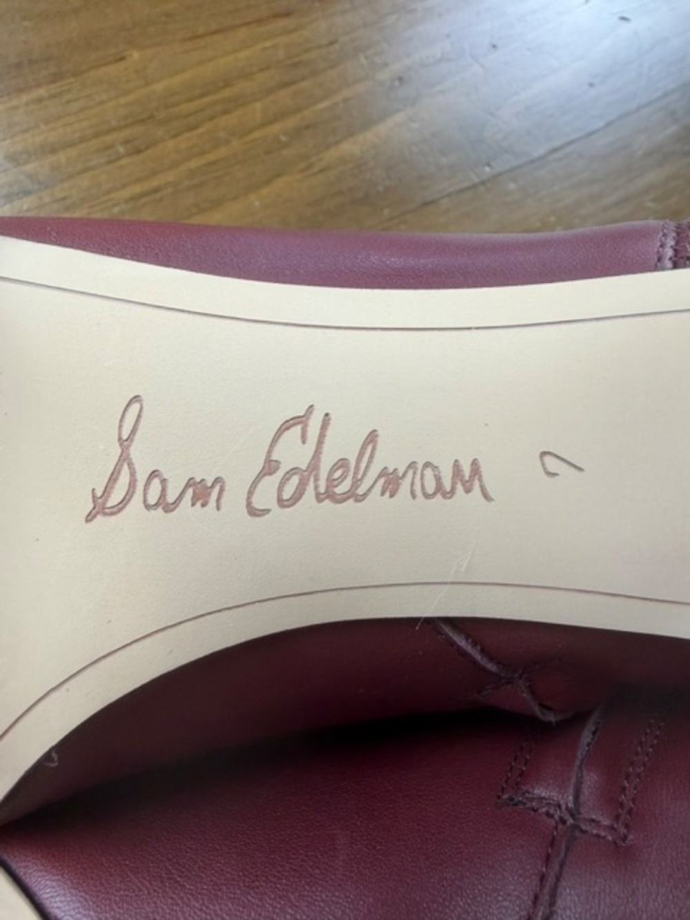 Sam Edelman Kinzey Burgundy Leather Pointed Toe Kitten Heel Booties Size 7M - Picture 10 of 14